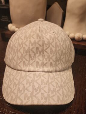 NWT Michael Kors Cream MK Monogram Baseball Cap